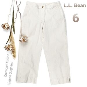 New L. L. Bean Cream White Gingham Stripe Capri 6